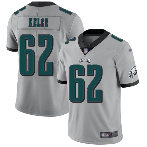 Men Philadelphia Eagles #62 Jason Kelce Limited Silver Inverted Legend NFL Jersey Football